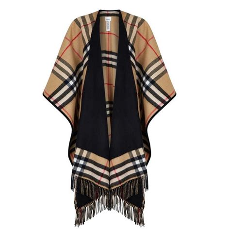 capo burberry|Check Label Wool Blend Cape in Black .